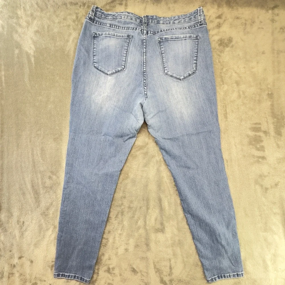 Nine West Jeans Cigarette Mid Rise Skinny Denim‎ Blue Wash Size 14